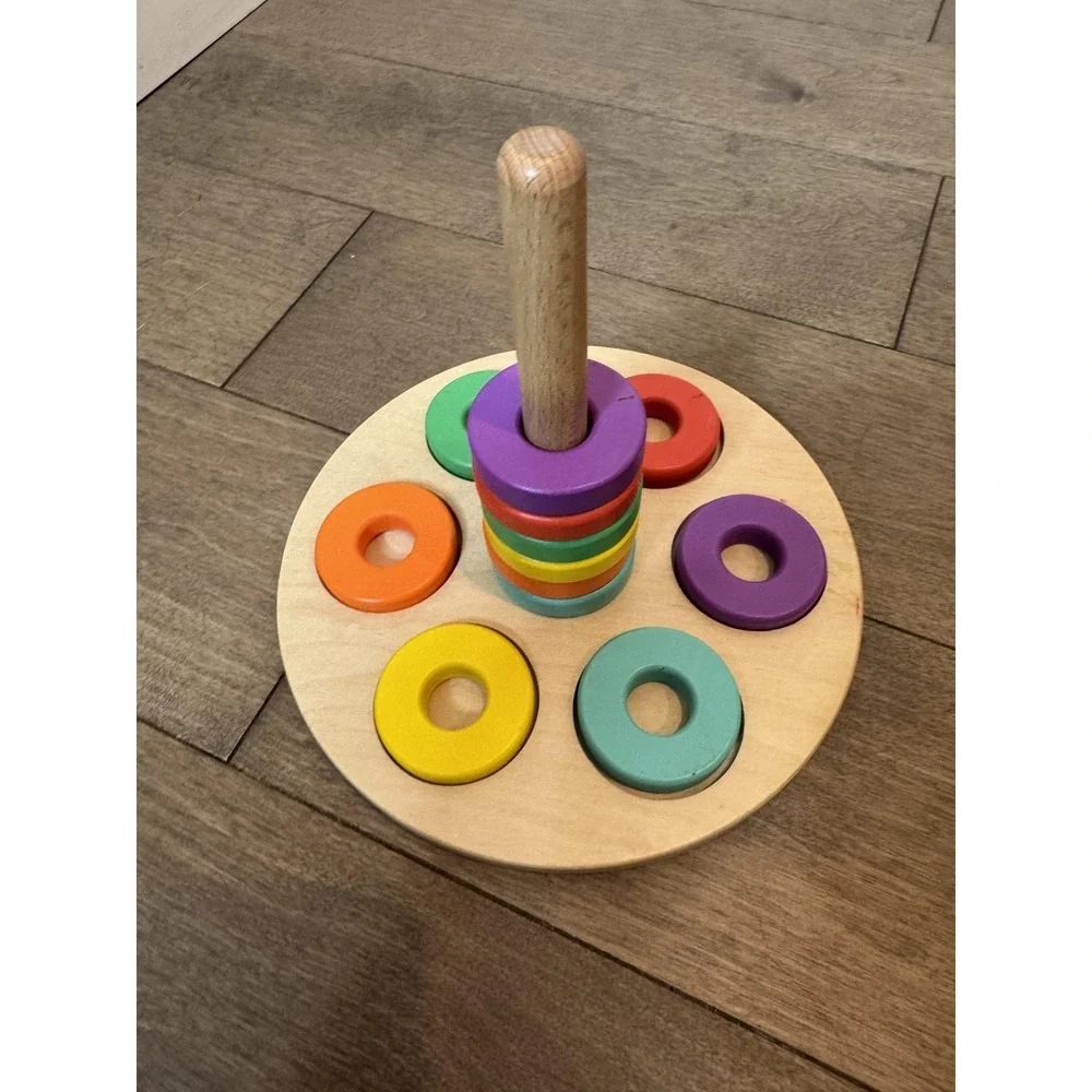 Lovevery Wooden‎ Stacking Rings Toy Montessori Toddler Multicolor Set Of 12
